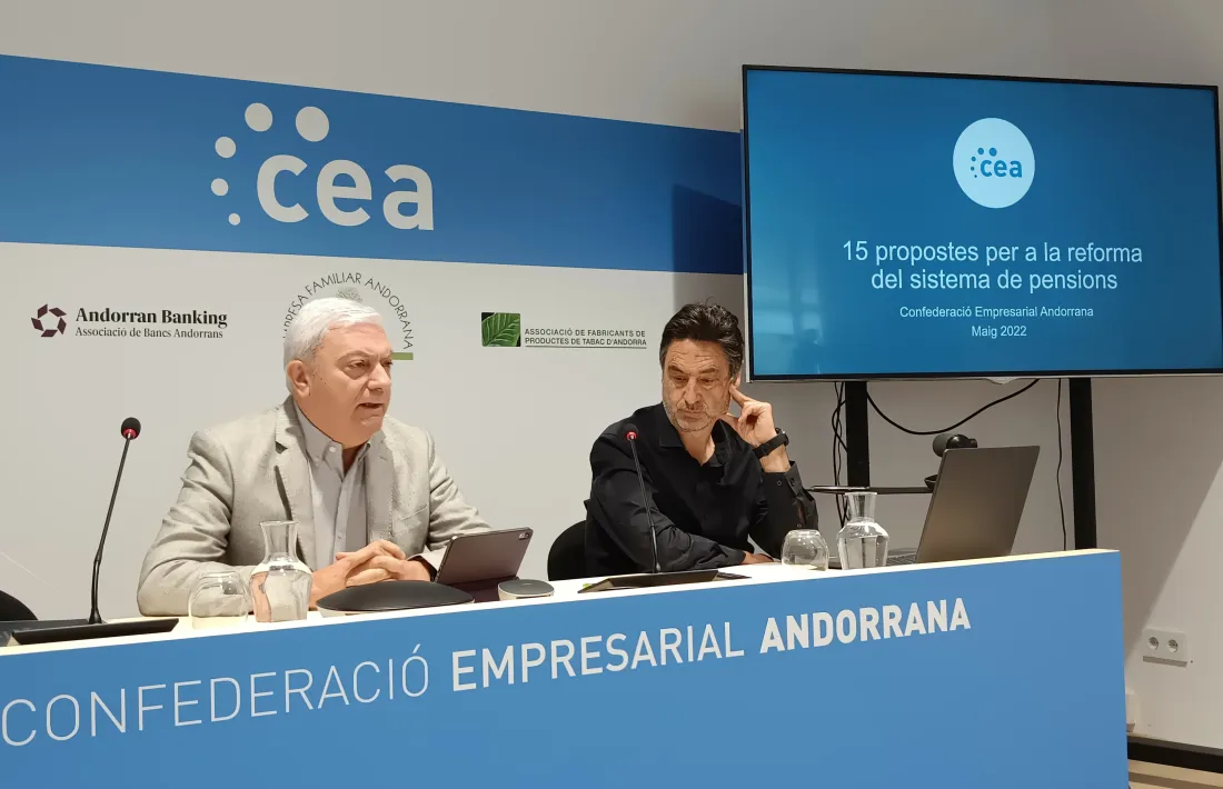 Gerard Cadena i Francesc Zamora en la roda de premsa d’ahir.