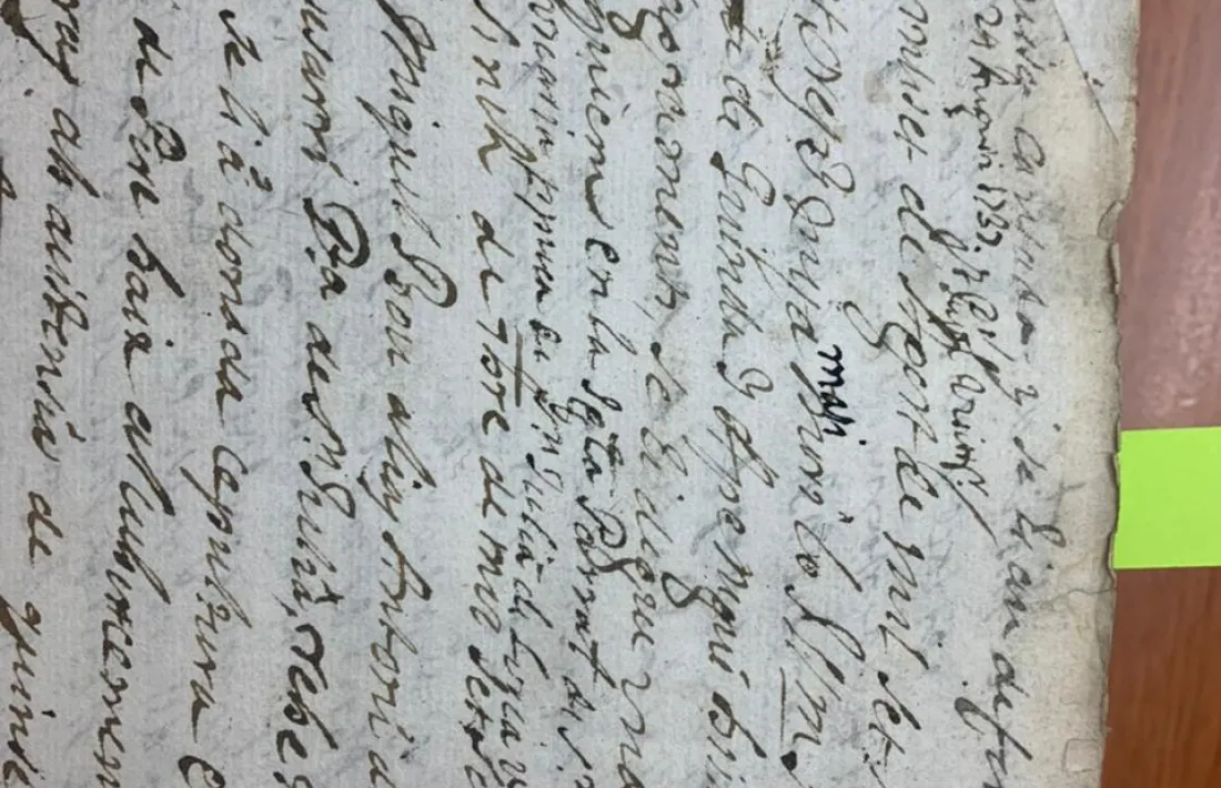 Entrada del llibre d’òbits de Sant Julià i Sant Germà que certifica el traspàs de Simeón, el 27 d’agost del 1737.