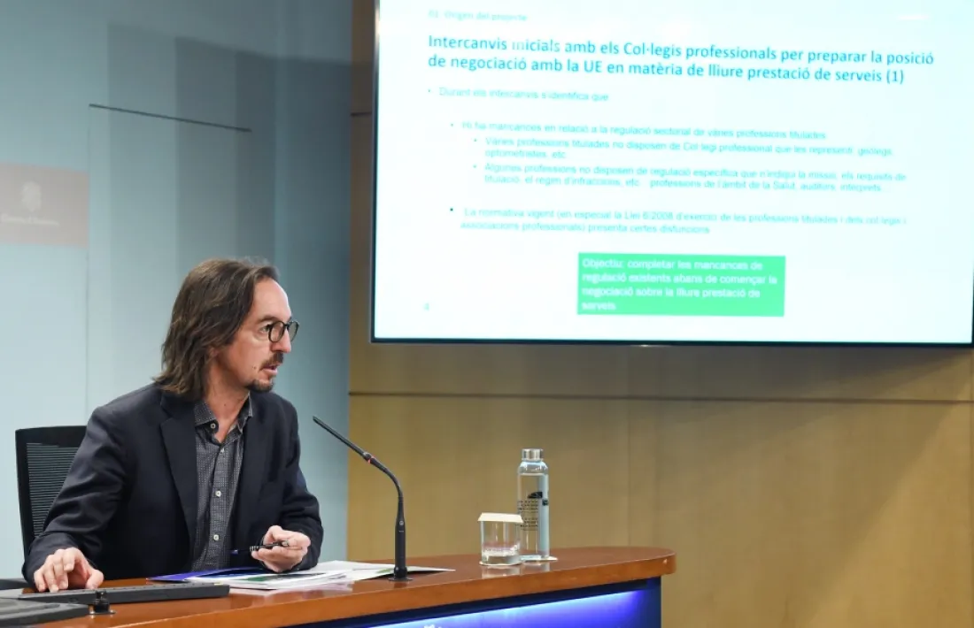El secretari d'Estat d'Afers Europeus, Landry Riba, ha presentat la modificació de la Llei de professions titulades.