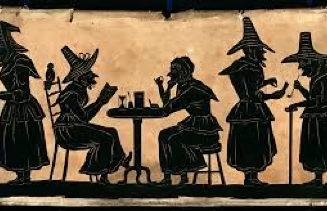 Il·lustració amb la visió tradicional de les bruixes. 