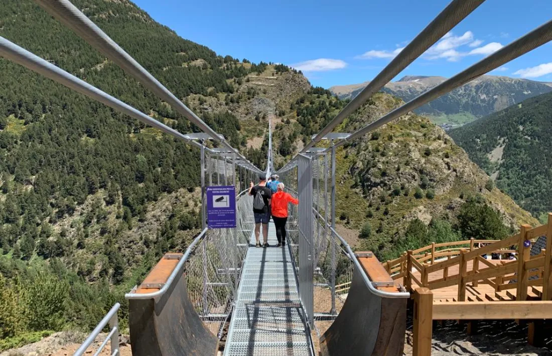 Ciutadans travessant el pont en el primer dia de portes obertes.