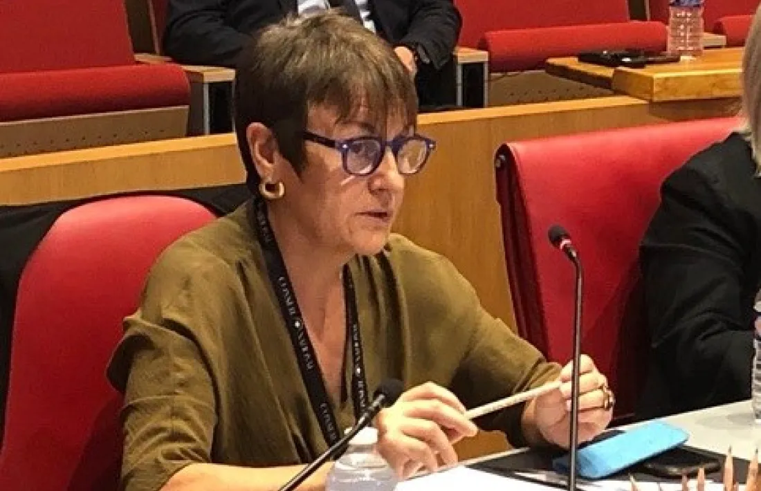 La síndica general, Roser Suñé, durant la seva intervenció a la trobada de Mònaco.