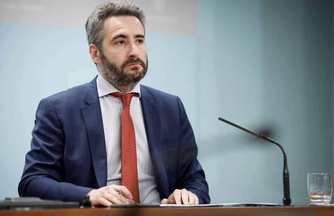 Eric Jover en la compareixença posterior al consell de ministres avui.