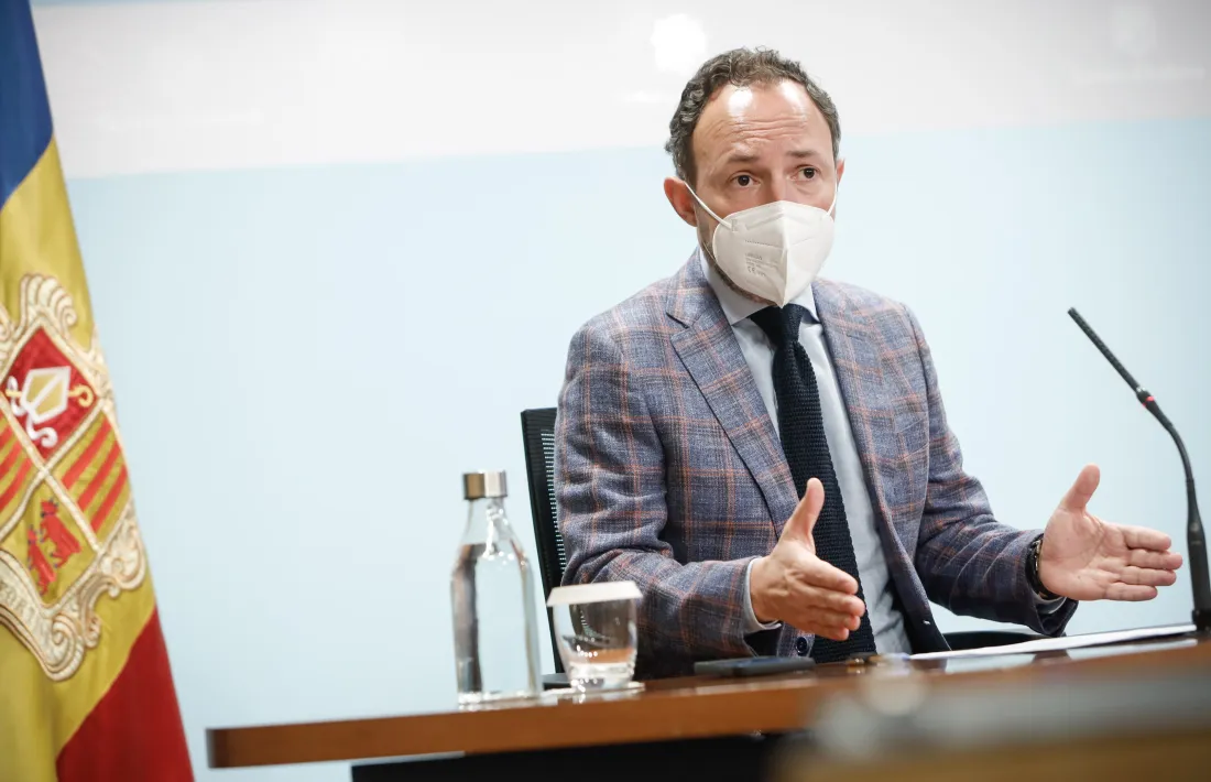 El cap de Govern, Xavier Espot, en la roda de premsa aquesta tarda.