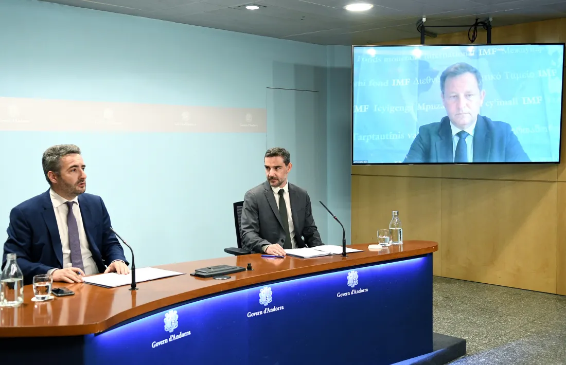 Eric Jover, Marc Ballestà i Rodolphe Blavy en la roda de premsa d’aquesta tarda.