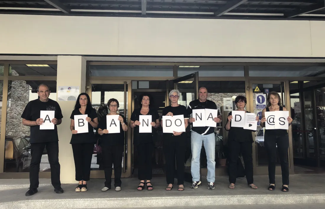 Un moment de la concentració, avui.