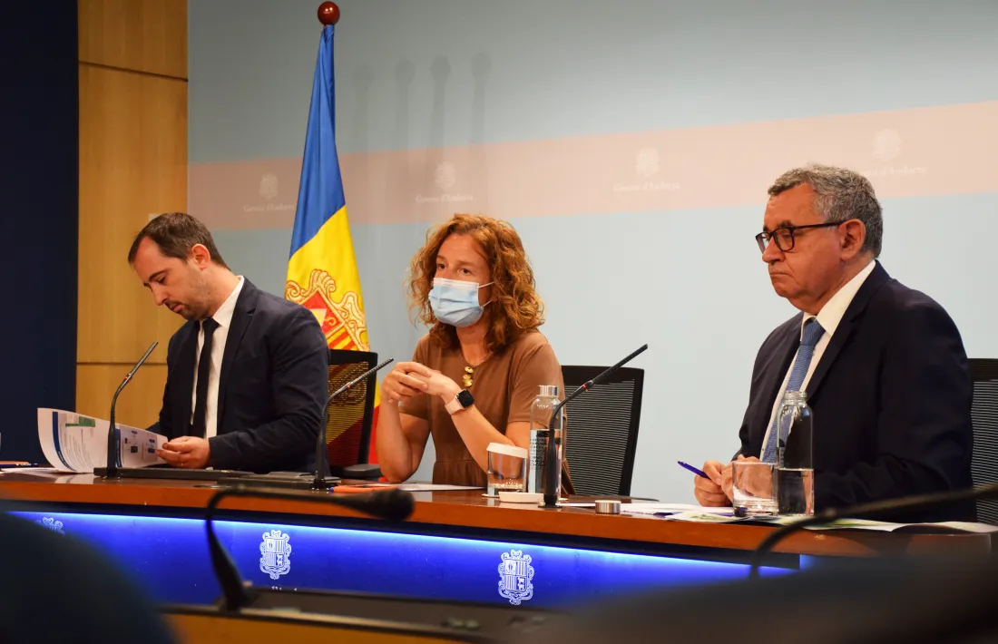 un moment de la roda de premsa, aquesta tarda.