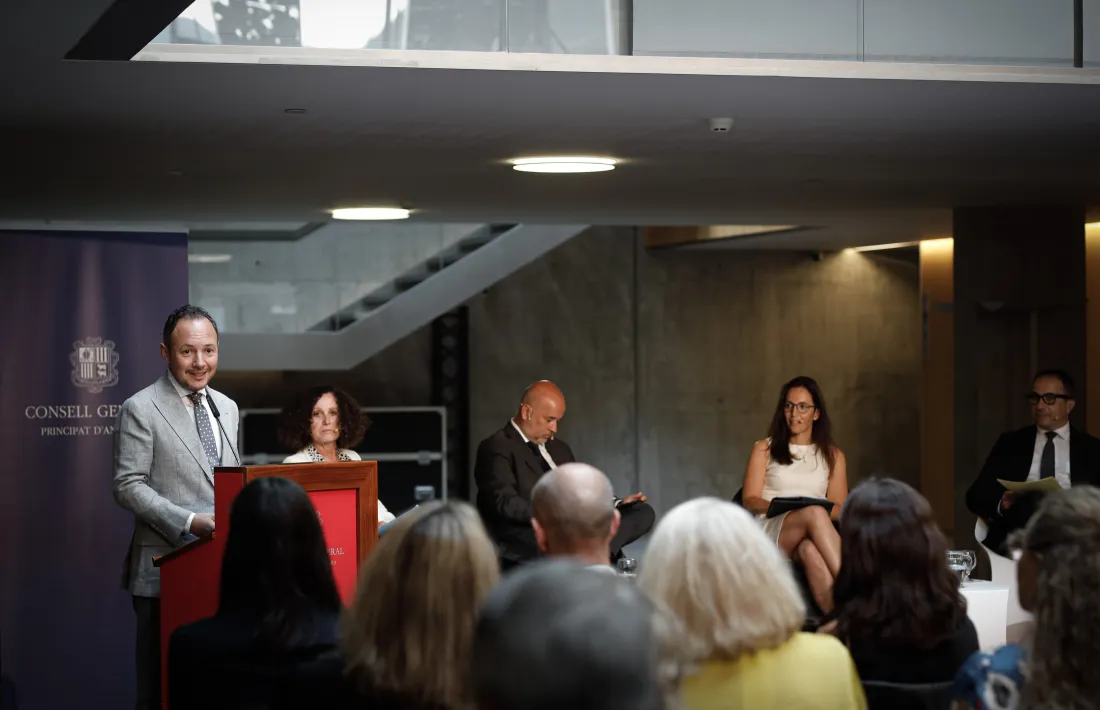 Un moment de l’acte de presentació del Centre de resolució de conflictes, avui.