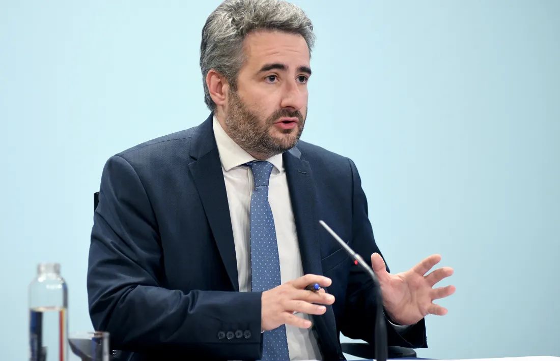 El titular de Finances i portaveu de l’Executiu, Eric Jover, en la compareixença posterior al consell de ministres d’avui.
