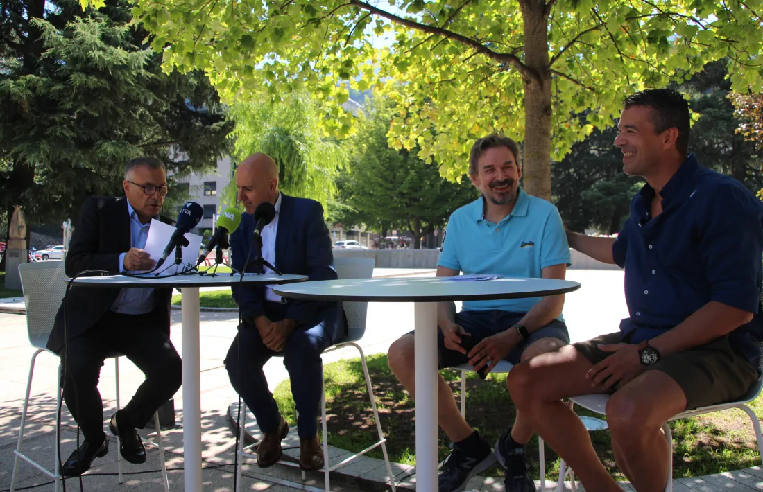 Closa, Dolsa, Rodríguez i De Haro, durant la presentació de l'espectacle aquest matí..