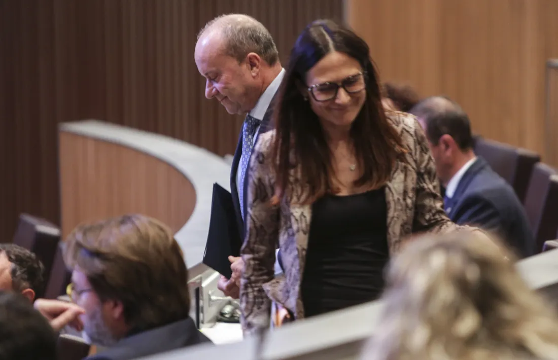 El ministre de Justícia i Interior, Josep Maria Rossell, i la consellera demòcrata Ester Molné han defensat la importància de la llei de protecció civil.