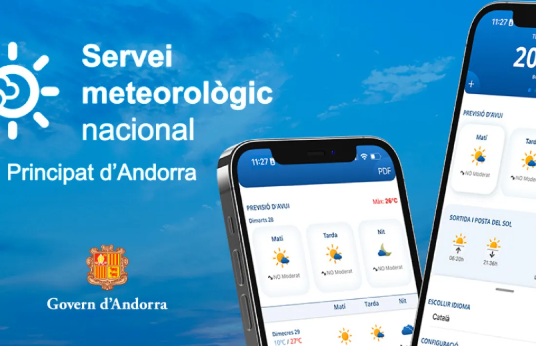 Meteo Andorra permet conèixer els detalls de la previsió diària, rebre avisos meteorològics i consultar els paràmetres climatològics de cada una de les 26 estacions que hi ha repartides pel Principat. 