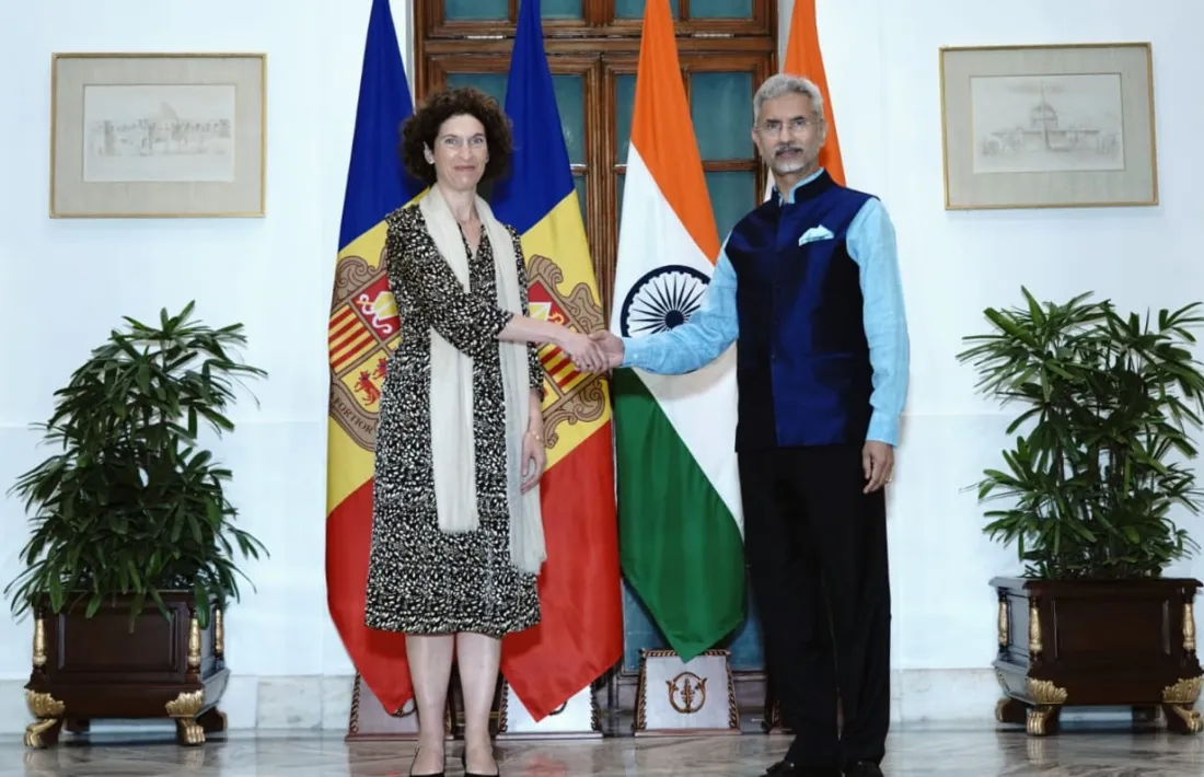 La ministra Maria Ubach amb el seu homòleg indi, Subrahmanyam Jaishankar.