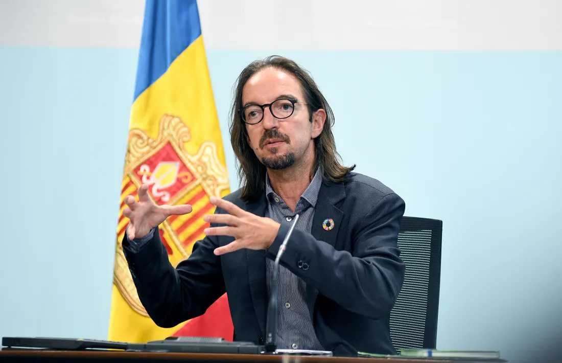 El secretari d’Estat d’Afers Europeus, Landry Riba, en la presentació de la llei, avui.