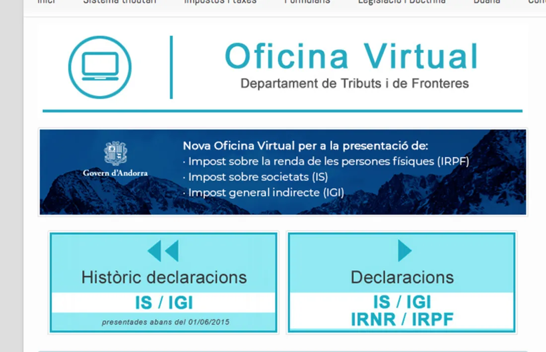 Una imatge de la web d'impostos.