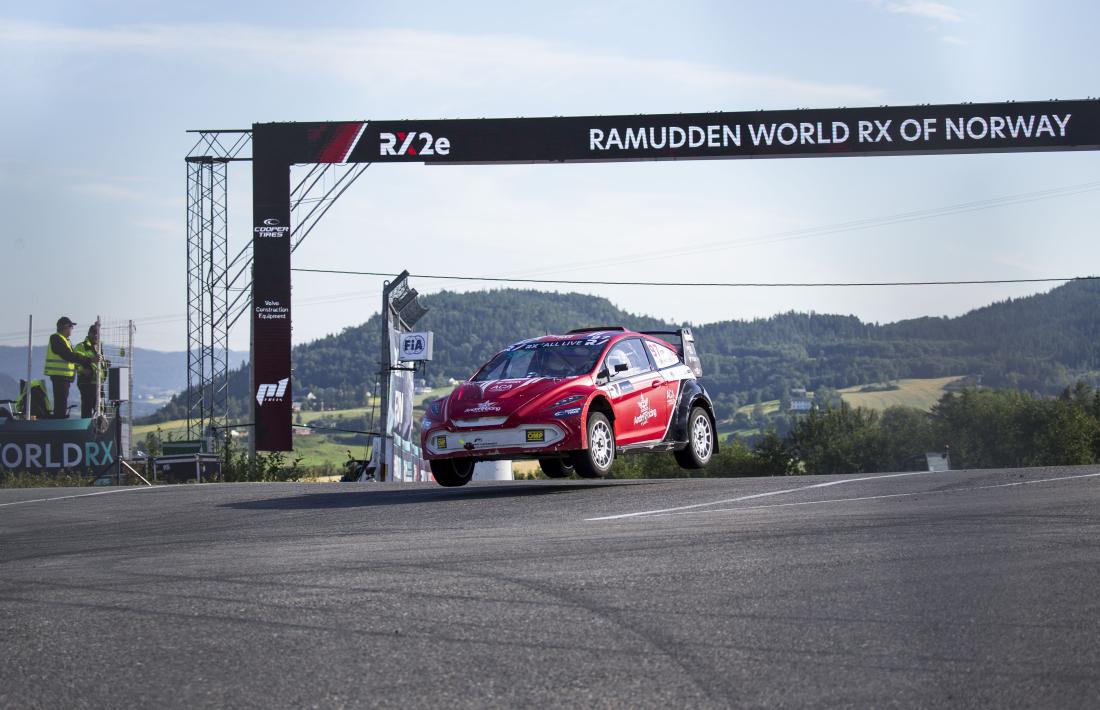 Raül Ferré, al circuit de Lankebanen, en la segona prova del FIA RX2e del Rallycross.