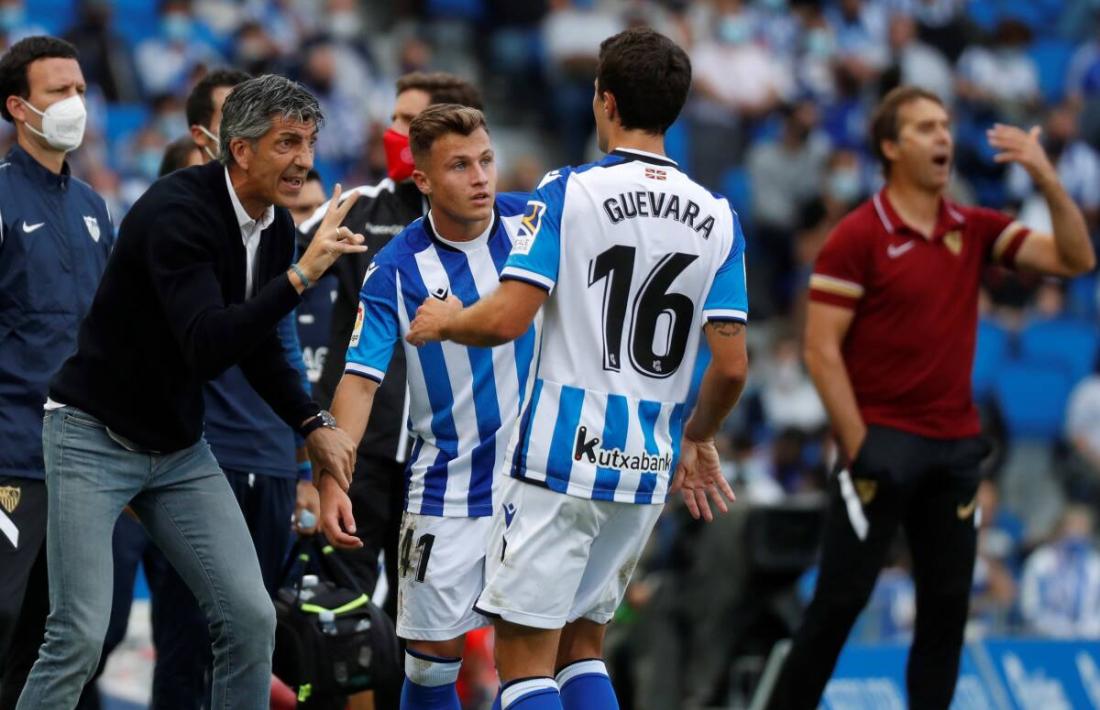 Germán Varela rep instruccions d’Imanol Alguacil el curs passat a Sant Sebastià.