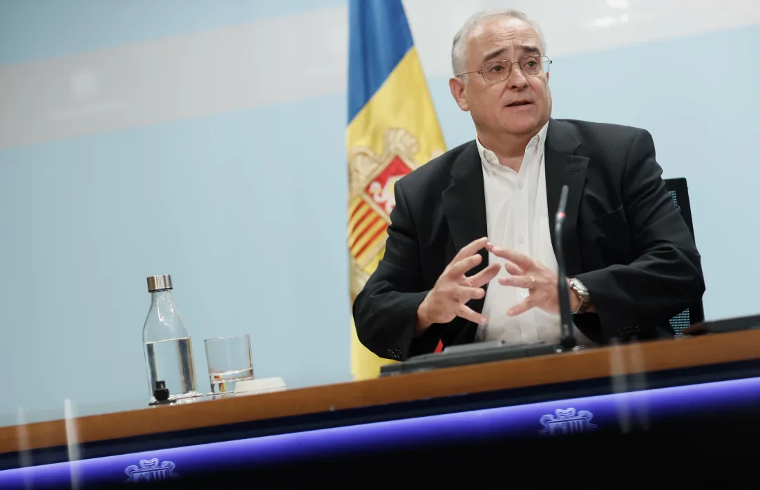 El ministre de Salut, Albert Font, en la roda de premsa d'aquest matí.