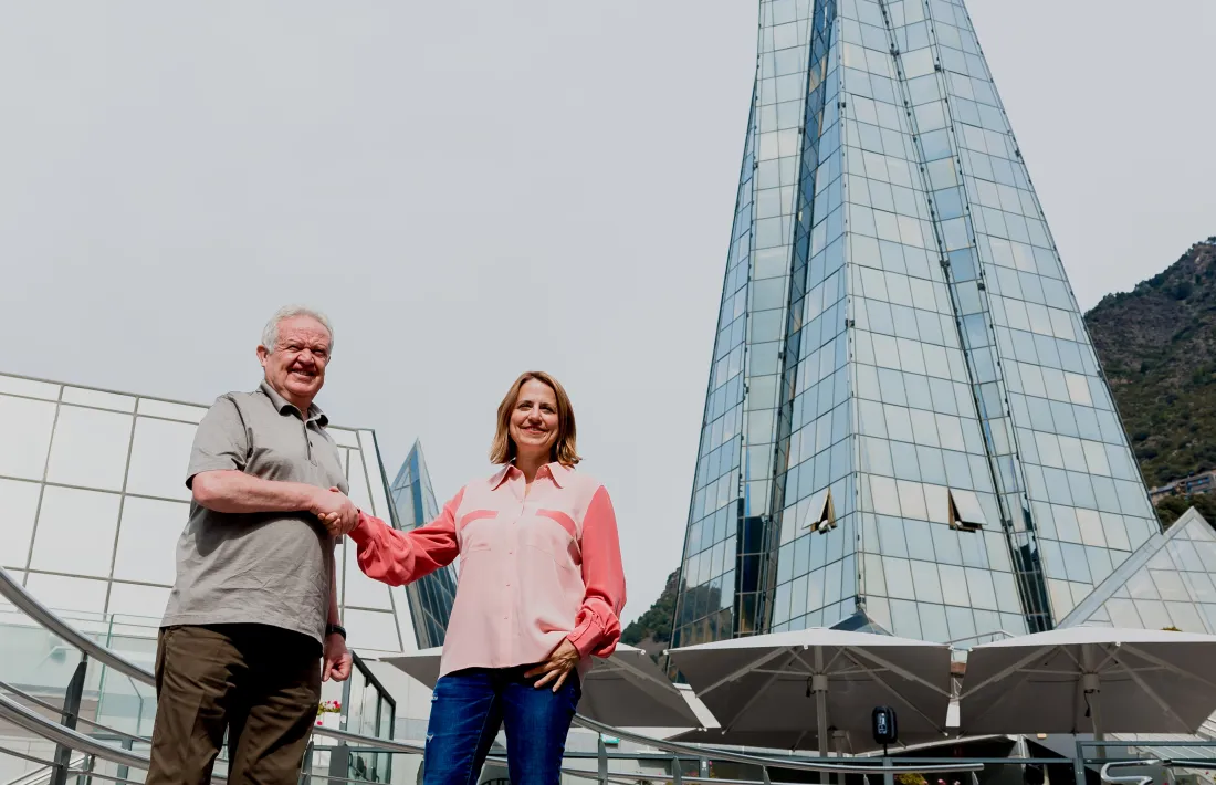 El vicepresident de la societat, Ramon Visent, i la cònsol major d'Escaldes-Engordany, Rosa Gili, avui.