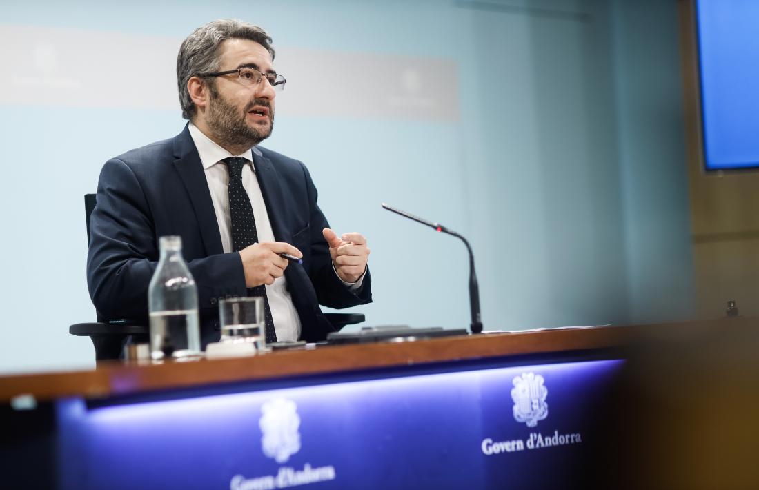 El ministre portaveu, Eric Jover, durant la compareixença d’aquesta tarda.