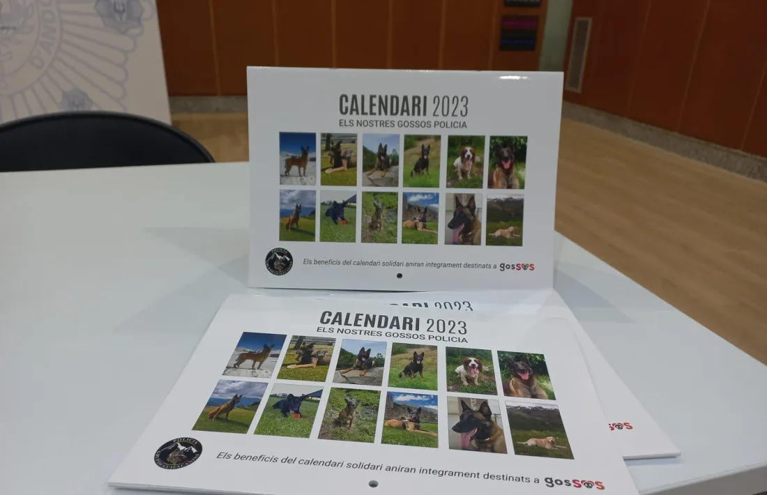 El calendari que han elaborat els guies canins de la policia.