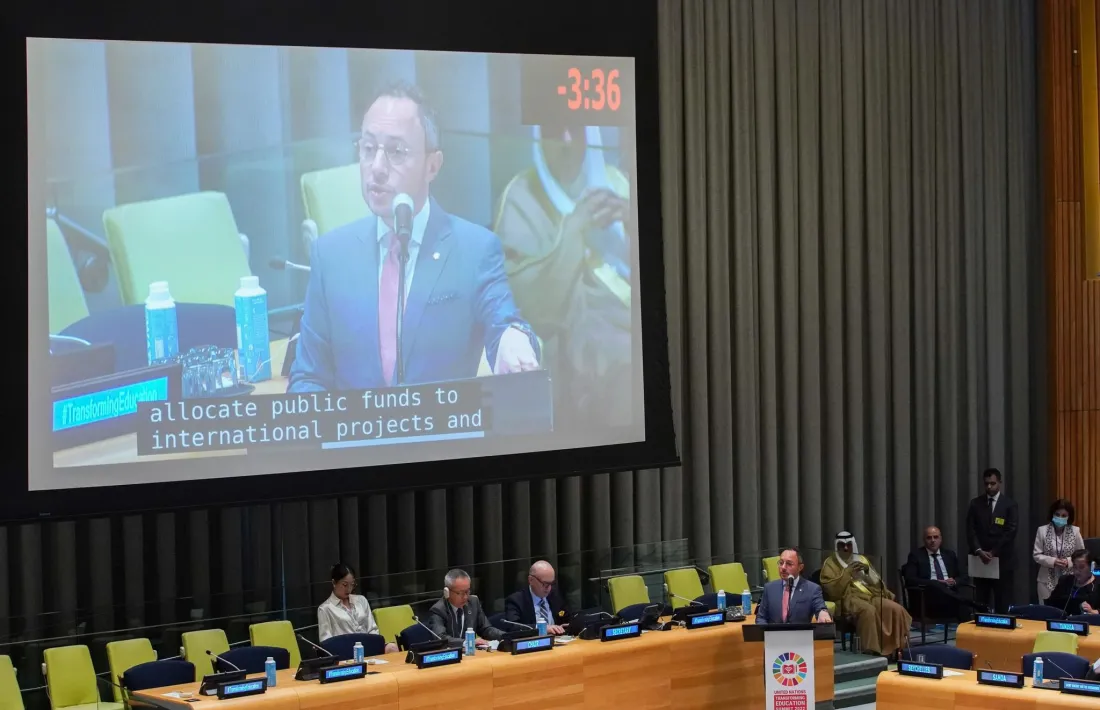 Espot va intervenir ahir a la nit a la Cimera sobre la Transformació de l’Educació que té lloc a l’ONU.