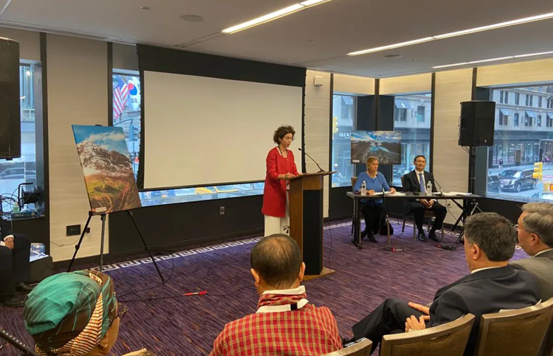 La ministra d'Afers Exteriors, Maria Ubach, durant la reunió d'alt nivell de Desenvolupament Sostenible de les Muntanyes.