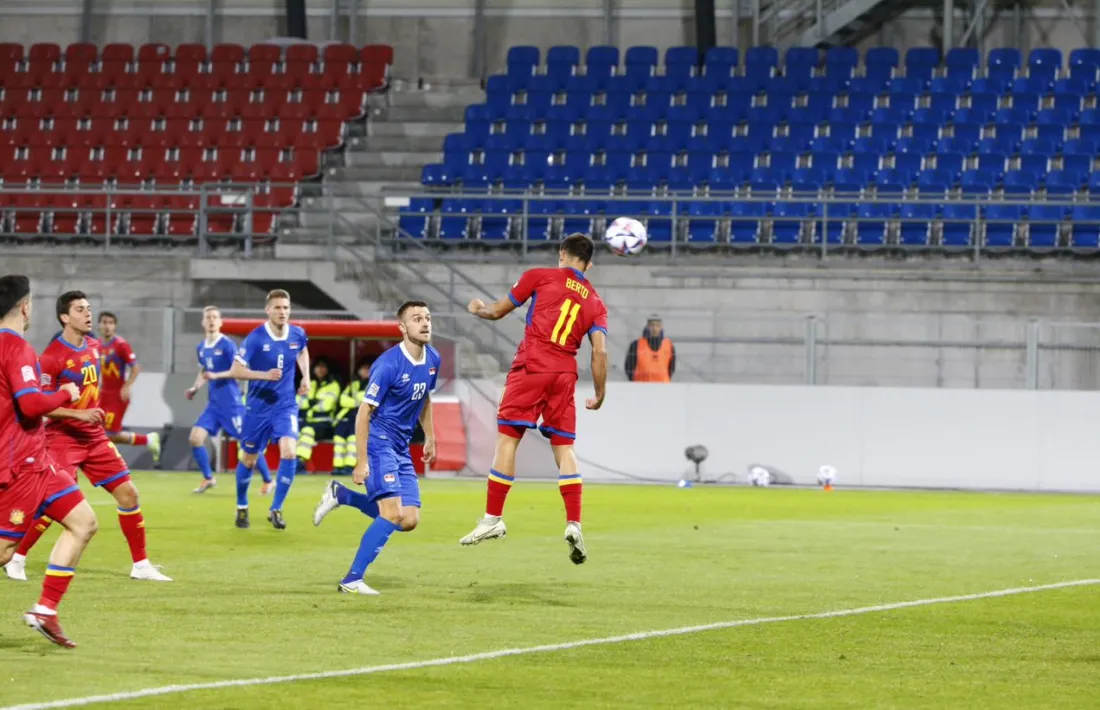 ‘Berto’ Rosas, davanter de l’FC Andorra cedit a l’Utebo, va marcar l’1 a 0 amb un remat de cap a centrada d’Álex Martínez.
