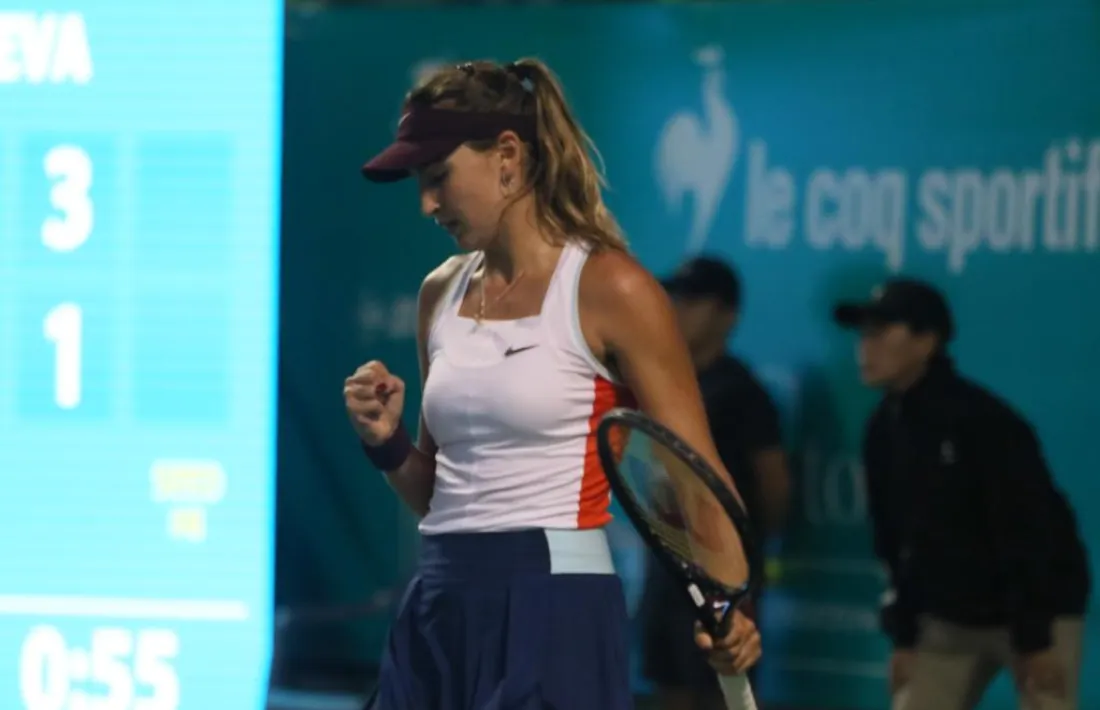 Vicky Jiménez, al partit de vuitens de final del Korea Open contra Rebecca Marino.