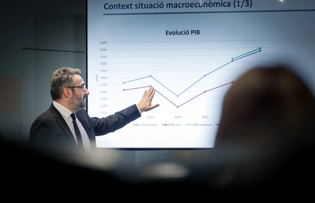 Eric Jover durant la presentació del projecte de llei de pressupost per al 2023.