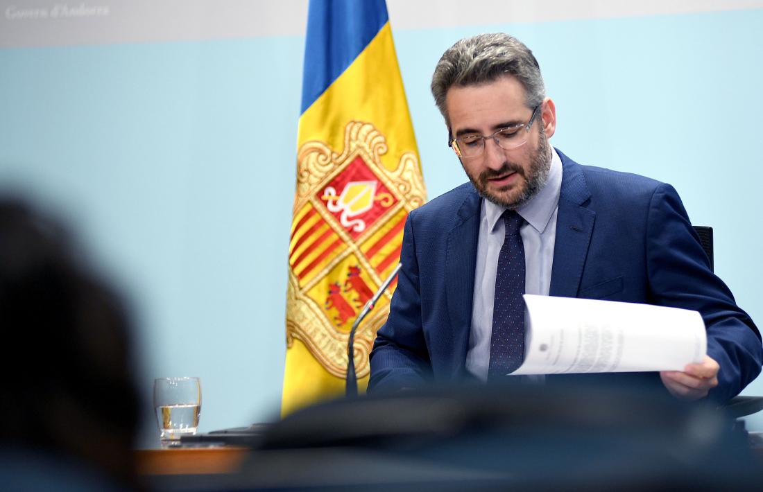 El titular de Finances i portaveu del Govern, Eric Jover, en la compareixença posterior al consell de ministres d’avui.