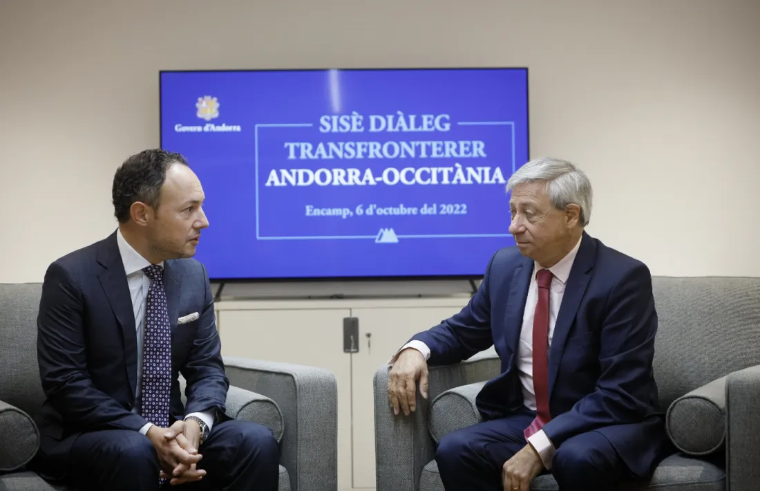 El cap de Govern, Xavier Espot, i el prefecte de la regió d'Occitània i de l'Alta-Garona, Étienne Guyot, aquest matí.