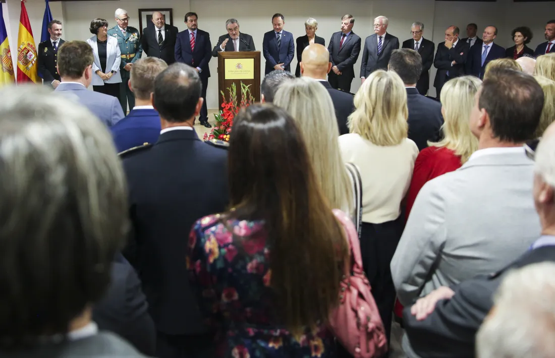 Un moment de la tradicional recepció amb motiu del 12 d’octubre a l’ambaixada d’Espanya, avui.