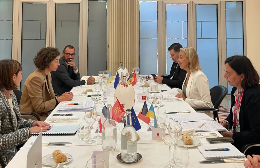 Un moment de la trobada de les delegacions andorrana i occitana, avui.