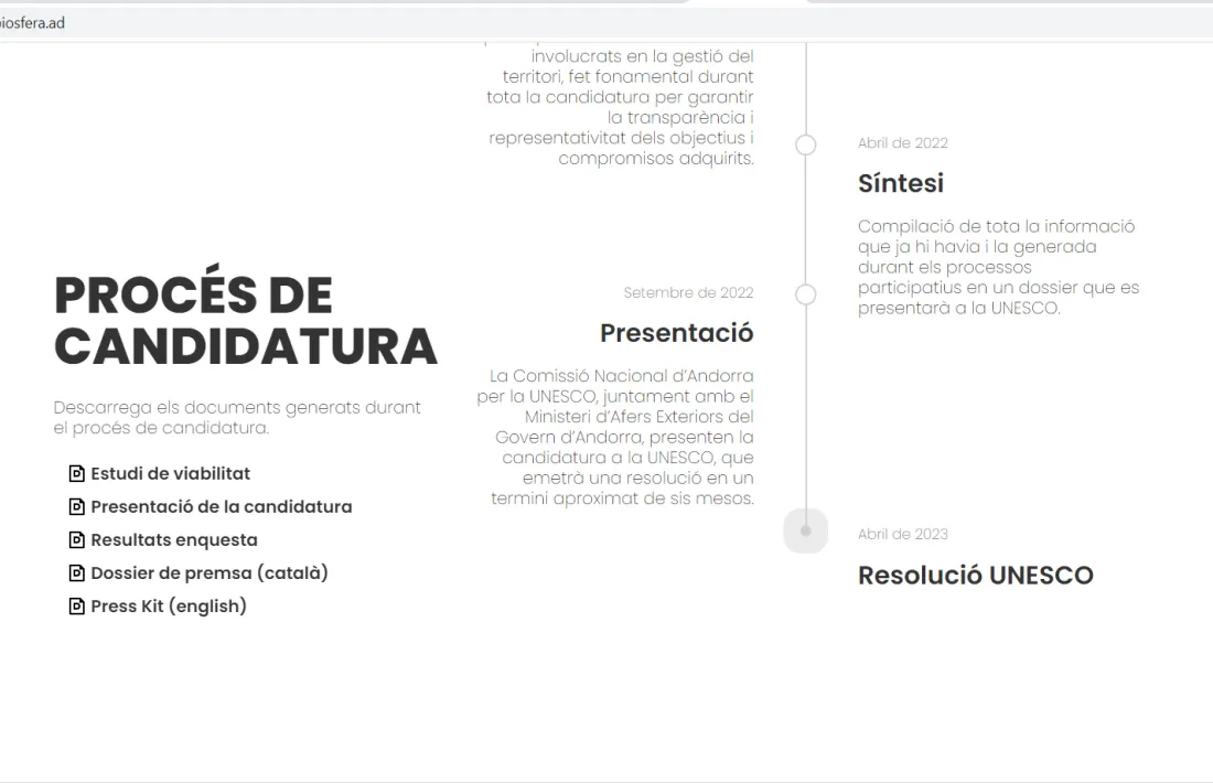 El calendari previst a la pròpia web de la candidatura preveia presentar-la el setembre passat.