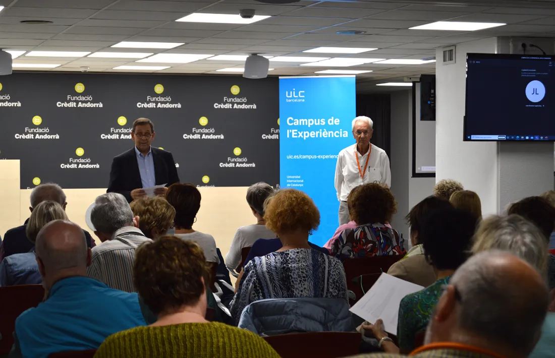 El director del campus, Jordi Miralbell i el coordinador acadèmic i responsable de la secció andorrana, Salvador Vidal, en la presentació de la proposta.