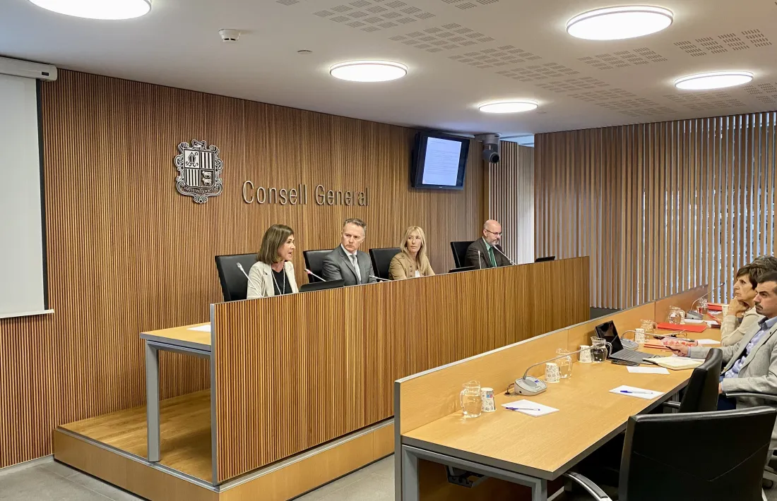 Un moment de la compareixença de la ministra Ester Vilarrubla a la comissió legislativa d’Educació.