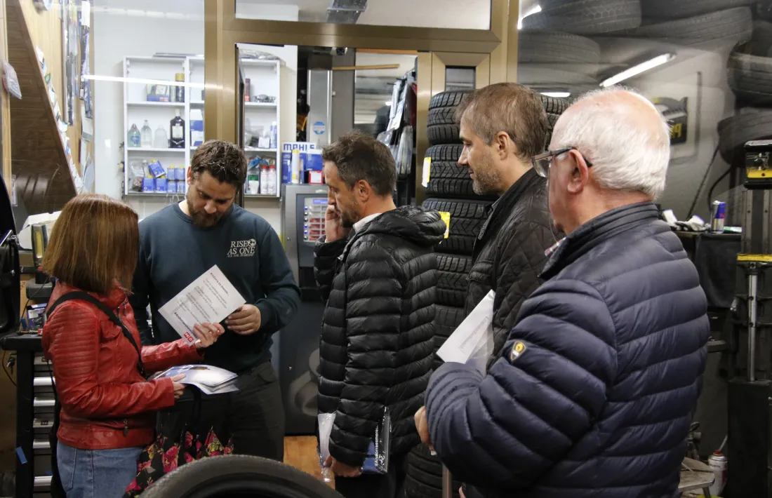 Els dirigents socialdemòcrates aquesta tarda en un establiment d’Encamp.