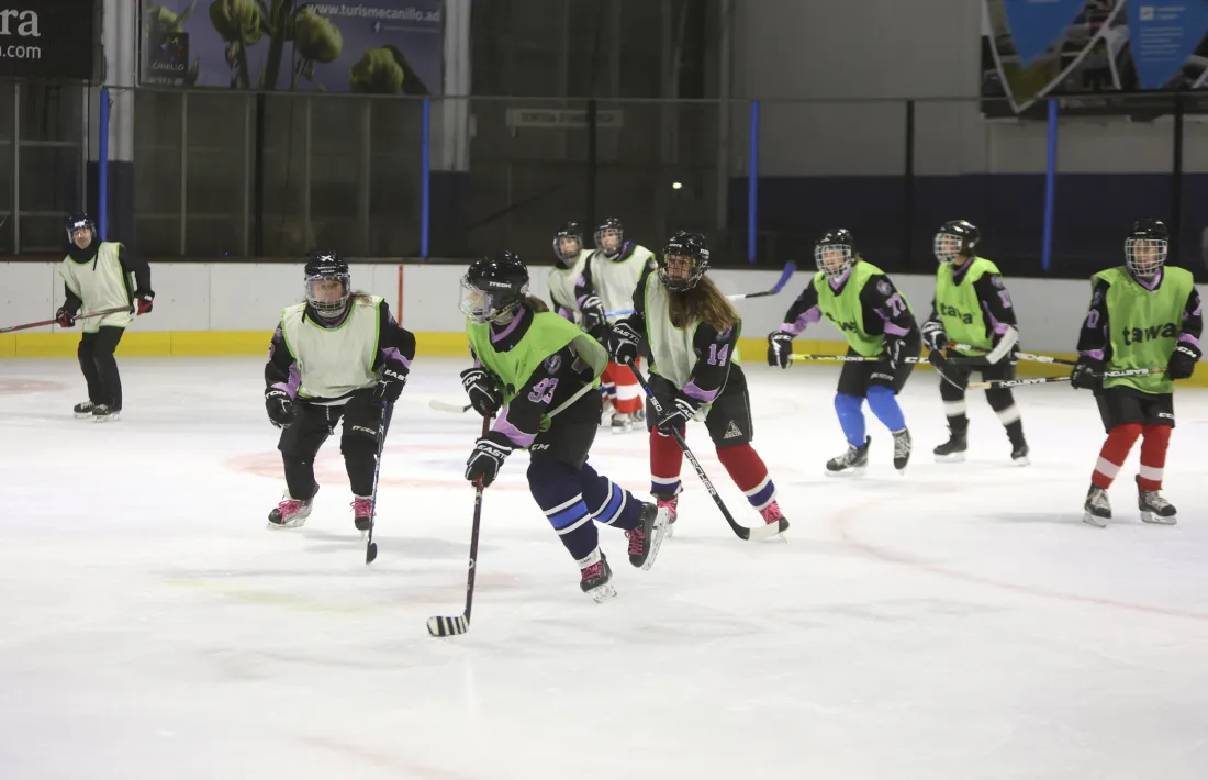 Les jugadores de l'Andorra Hoquei Gel es van entrenar ahir al Palau de Gel de Canillo.