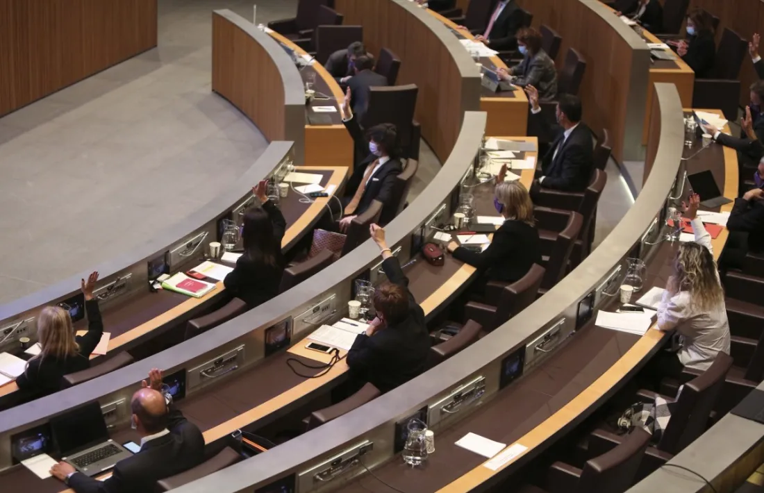 Els grups de la majoria parlamentària en una votació al Consell General.