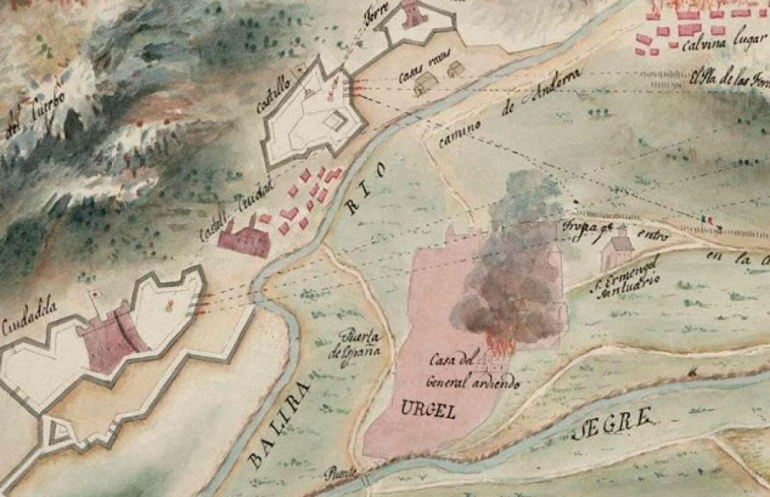 Mapa de la Seu d’Urgell en els temps que recorre el dietari, imatge de la portada del llibre. 
