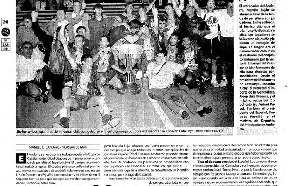 L’FC Andorra ja va guanyar una Copa Catalunya al 1994.