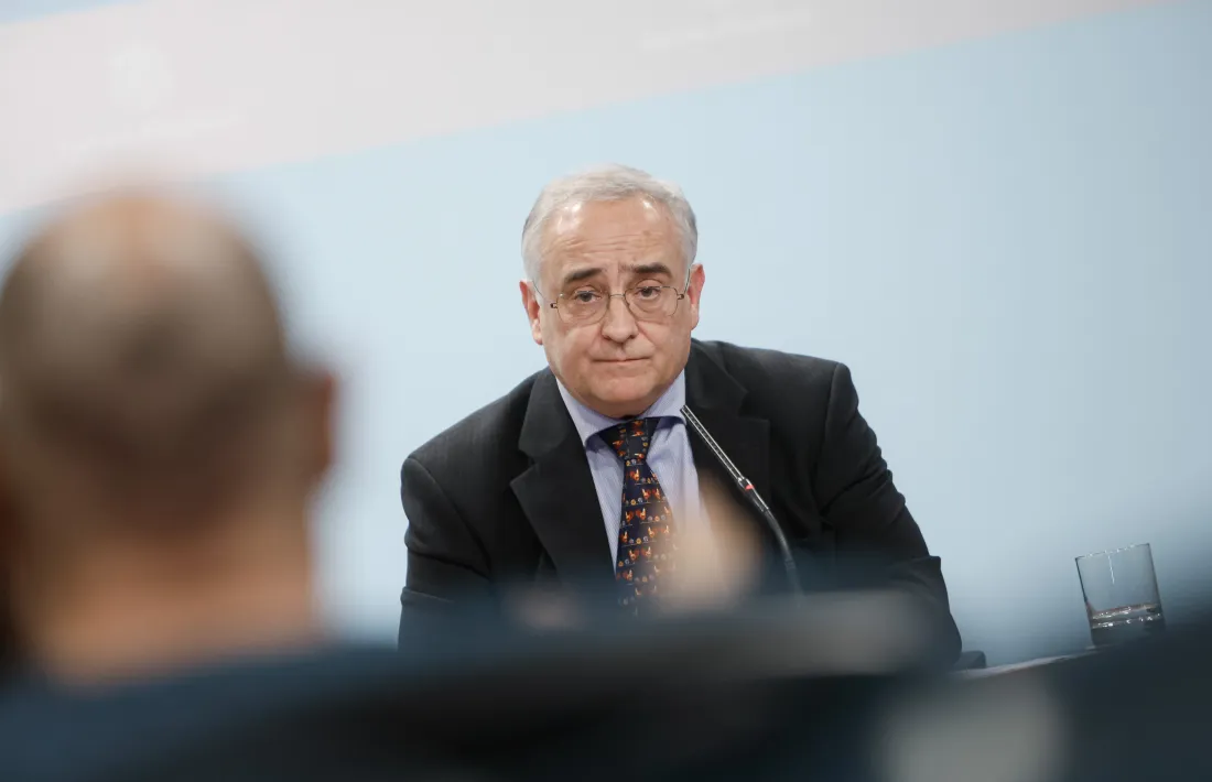 El ministre de Salut, Albert Font, en la compareixença d’aquesta tarda.