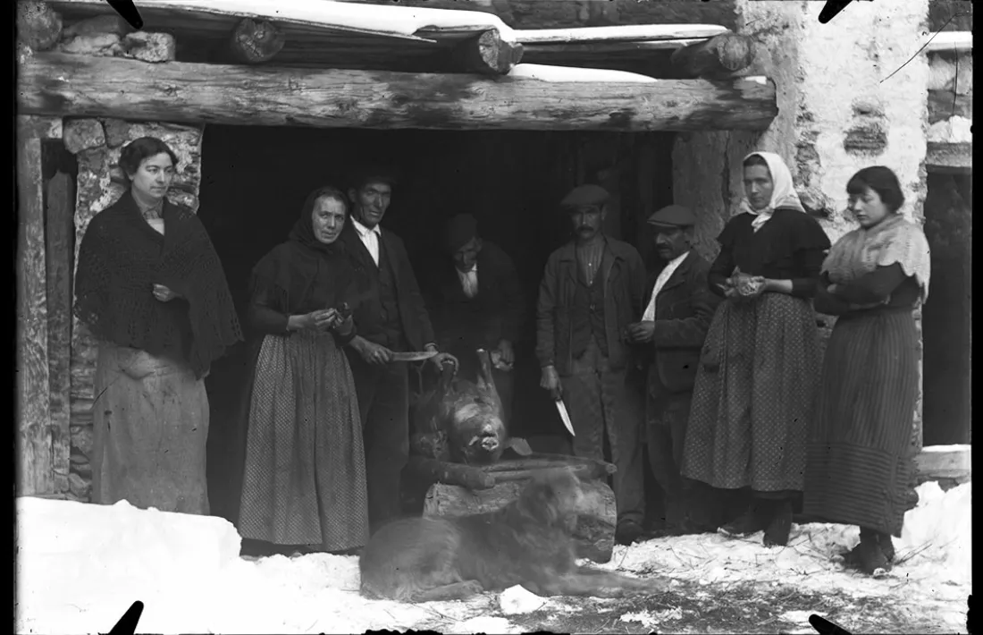 Matança del porc a Segudet, una de les escenes recollides per Rossa al llibre.
