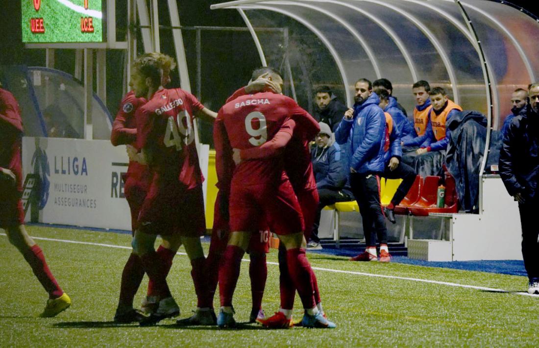 Sascha celebra el 0 a 1 de l’Inter Club Escaldes contra la UE Engordany.