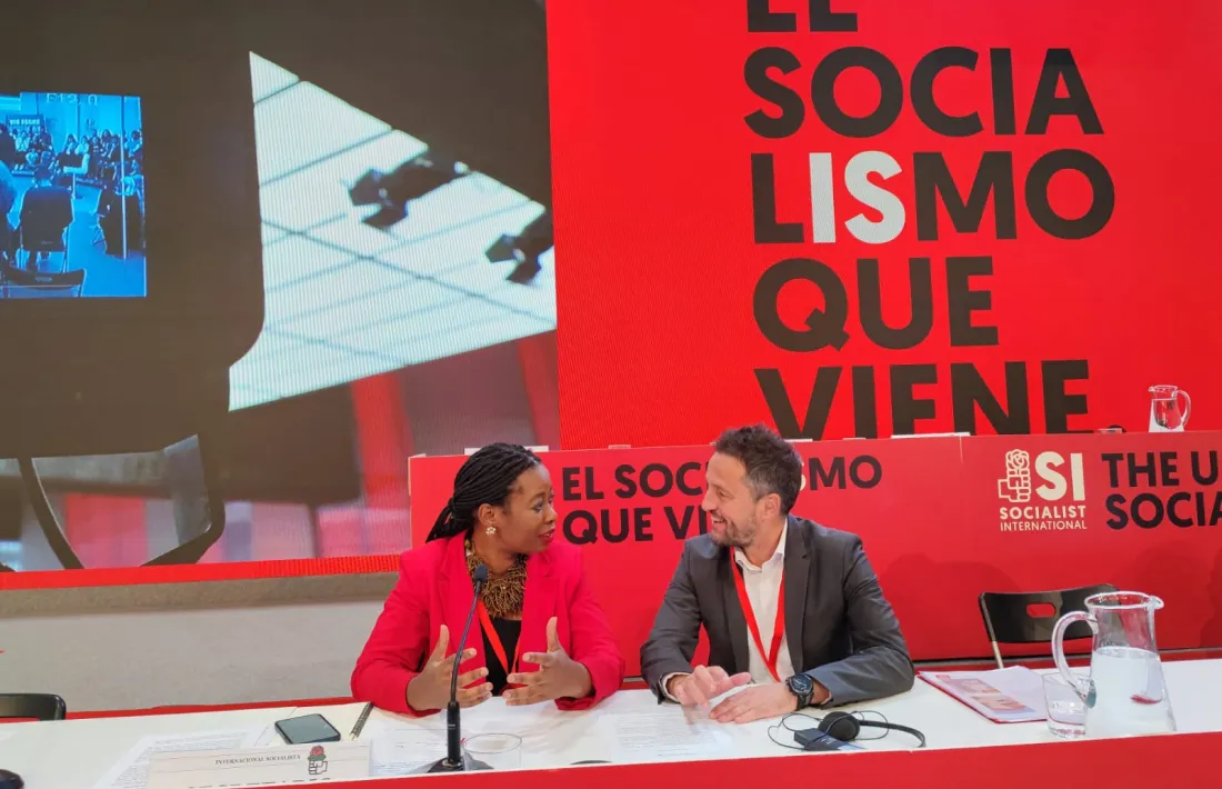 López amb la nova secretària general de la Internacional Socialista, Benedicta Lasi.