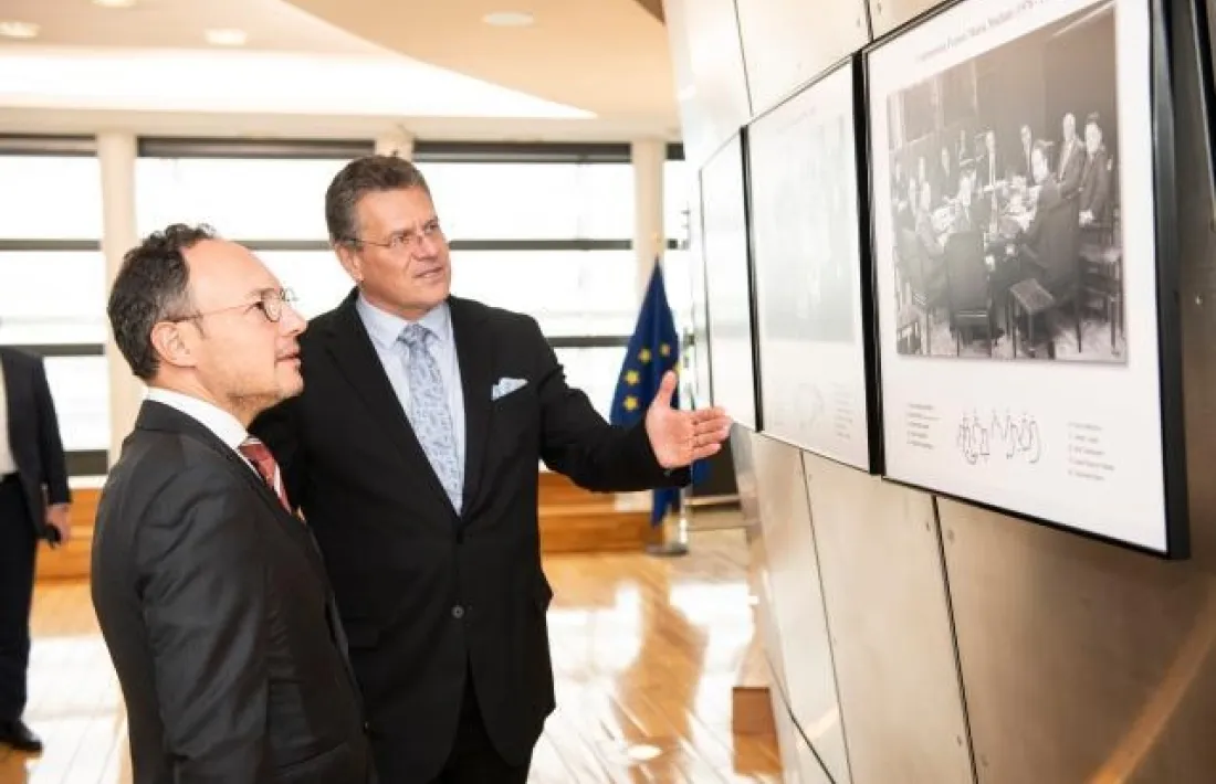 Xavier Espot amb el vicepresident de la Comissió Europea, Maroš Šefcovic.