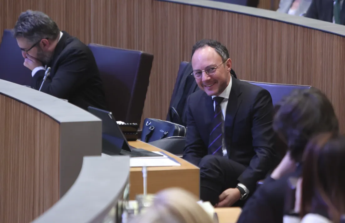 El cap de Govern, Xavier Espot, durant la sessió de Consell General d’ahir.