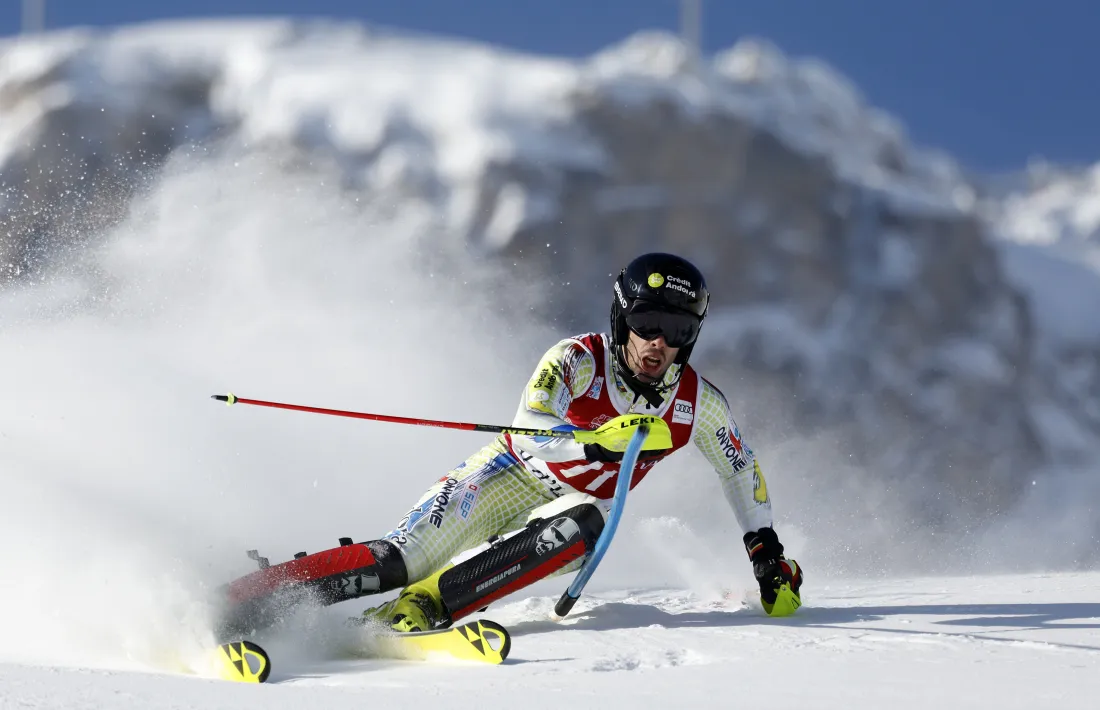 Àxel Esteve, a l’eslàlom de Val d’Isère.