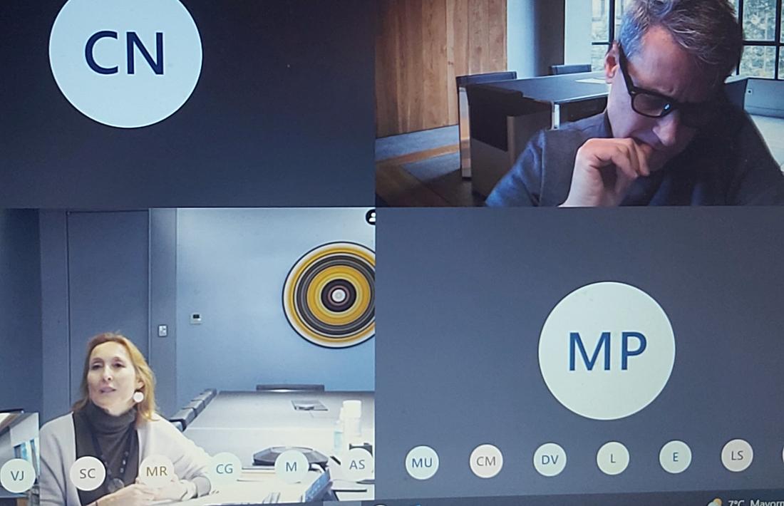El director d’inversions del Grup Andbank i la responsable de macroeconomia d’Andbank España en la roda de premsa telemàtica.